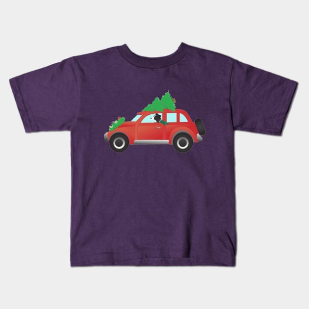 Dog Driving A Car Kids T-Shirt by KidzyAtrt